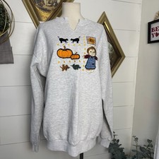 Suéter suéter de vacaciones para mujer Thanksgiving Scare Crow calabazas gatos negros L