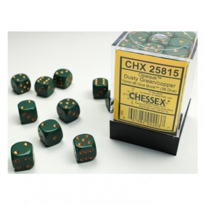 Würfel - 12 mm - Opaque Dusty Green/copper (Würfelset 36 x W6)