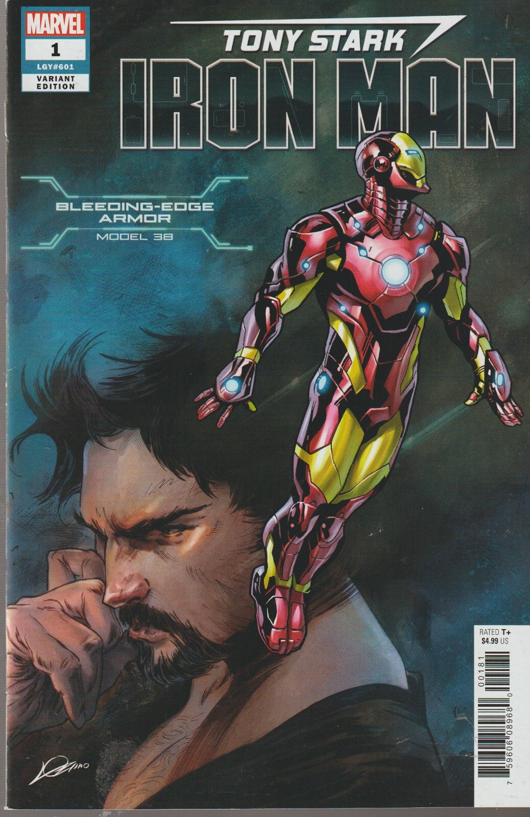 MARVEL COMICS TONY STARK IRON MAN #1 (2018) BLEEDING EDGE ARMOR VARIANT VF+