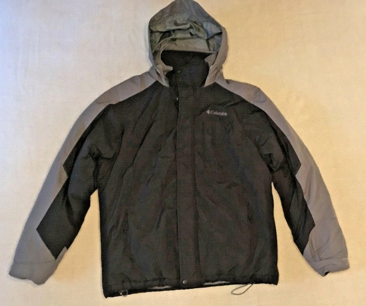 Columbia Omni Shield Mens M Black Gray Hooded Nylon Jacket Coat