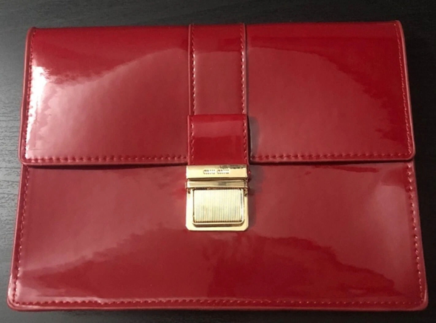 NUOVO! Pochette originale MIU MIU rossa chiusura oro brevetto pochette borsa cosmetica autentica