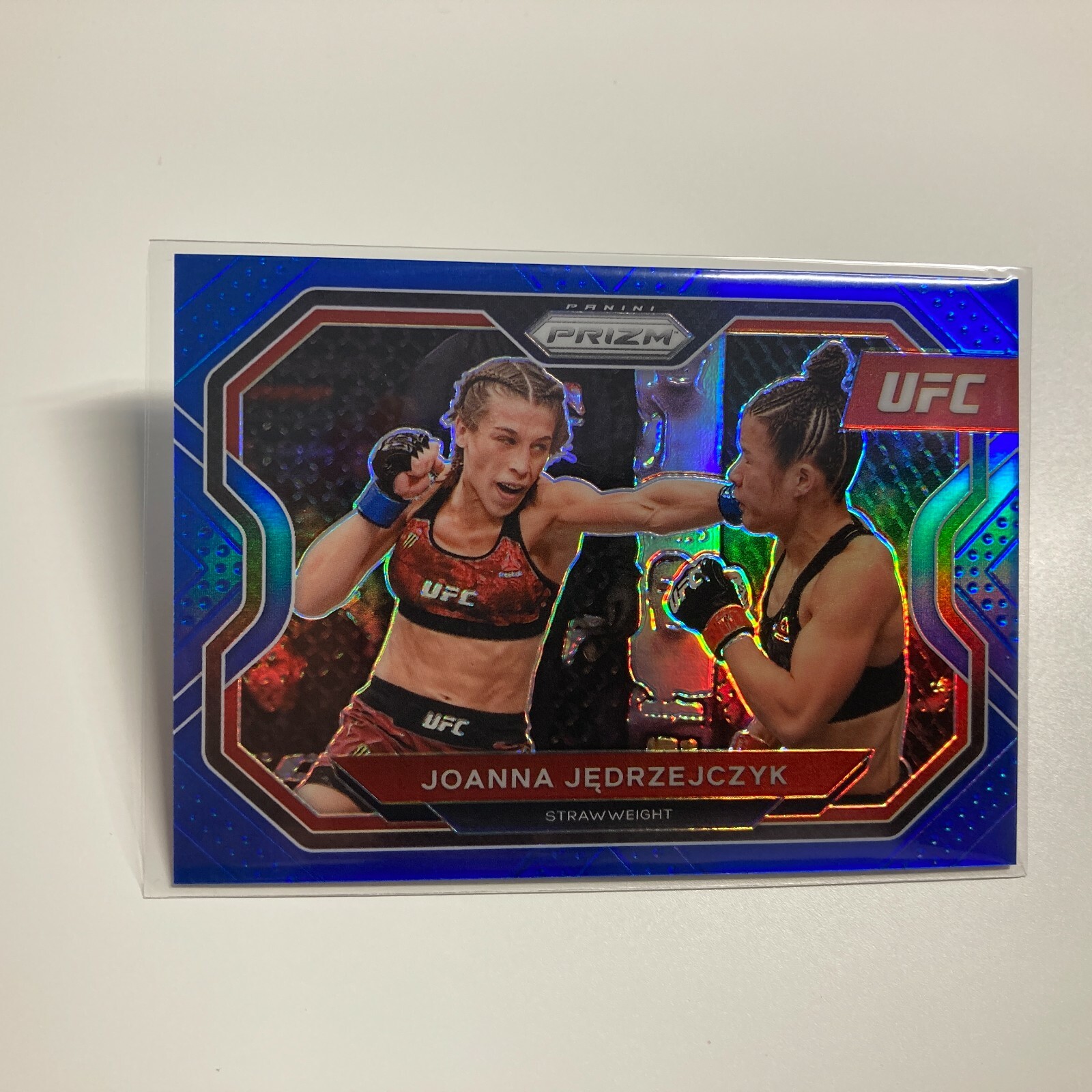 Joanna Jedrzejczyk 2021 Panini Prizm UFC Blue Refractor Card 159/199 #180