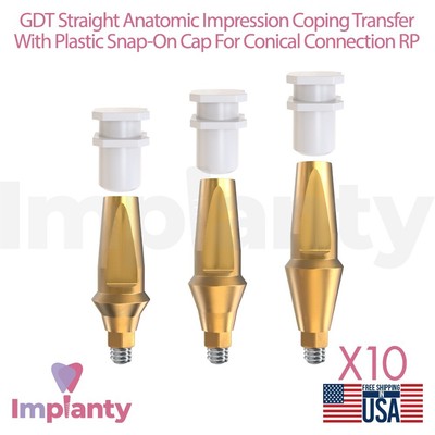 10x GDT Anatomic Snap-on Transfer Prosthetic Conical Connection RP 2.65mm System