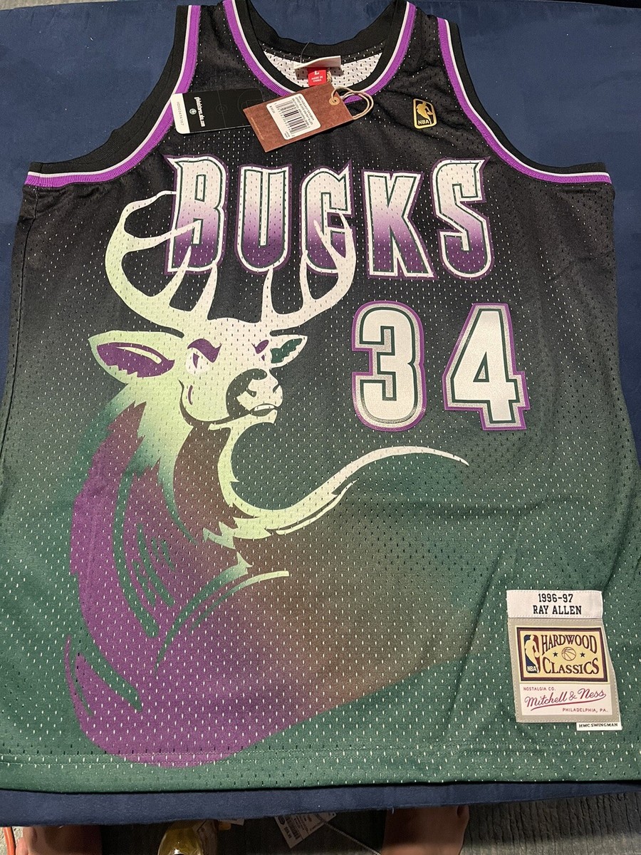 Mitchell Ness Swingman Ray Allen Milwaukee Bucks NBA Basketball Jersey  Green L - Main Image