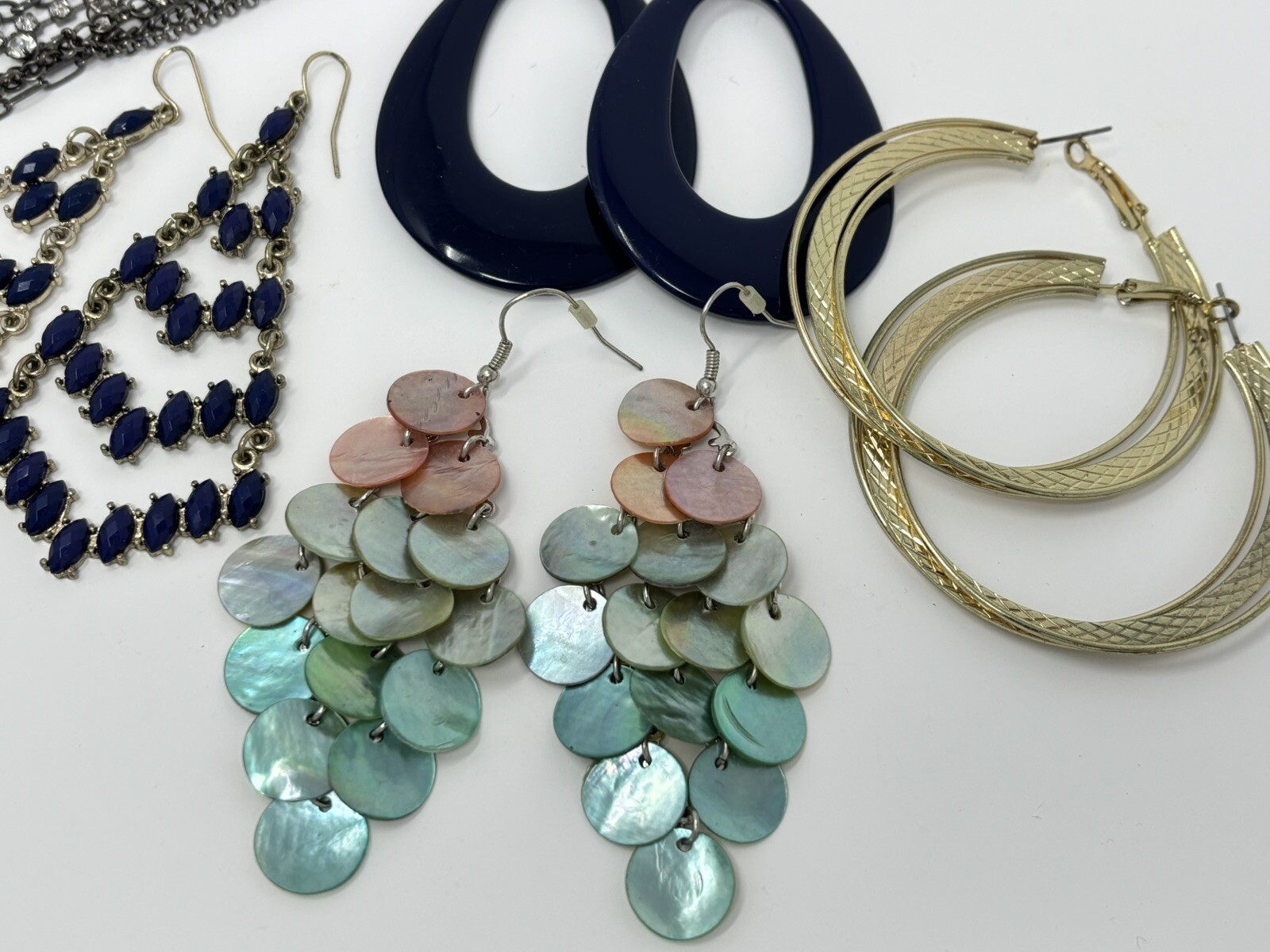 Dangle Statement Earring Lot (7 Pair) Hoop Tassel… - image 10