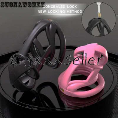 Model Male Chastity Device Sleeve Chastity Cage with 4 Mini Locks Rings
