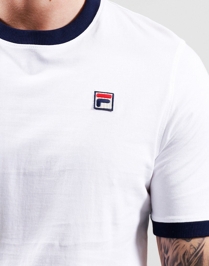 T shirt Marconi Essentials Fila New Uomo collo Crew maniche corte bianco blu navy