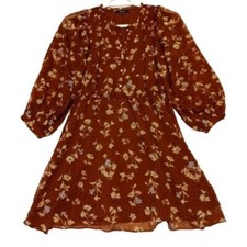 Madewell Women's Norma Rae Prairie Floral Printed Long Sleeves Mini Dress Size S