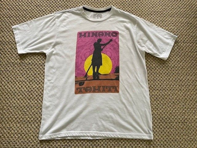 Hinano Tahiti T Shirt Mens Size Large White Hawaii Stand Up Paddle