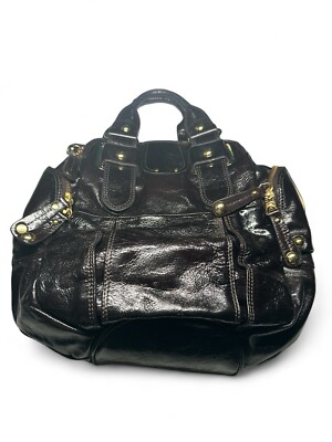 Hype Women's Black Genuine Leather Shoulder Bag With Alternate