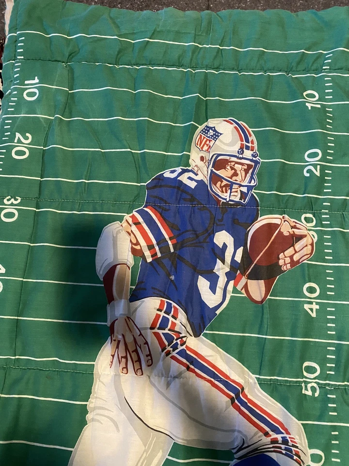 Antigo saco de dormir de futebol americano NFL anos 80-90 NFC AFC Bills Giants Patriots 28" x 58" - Imagem 2 de 4
