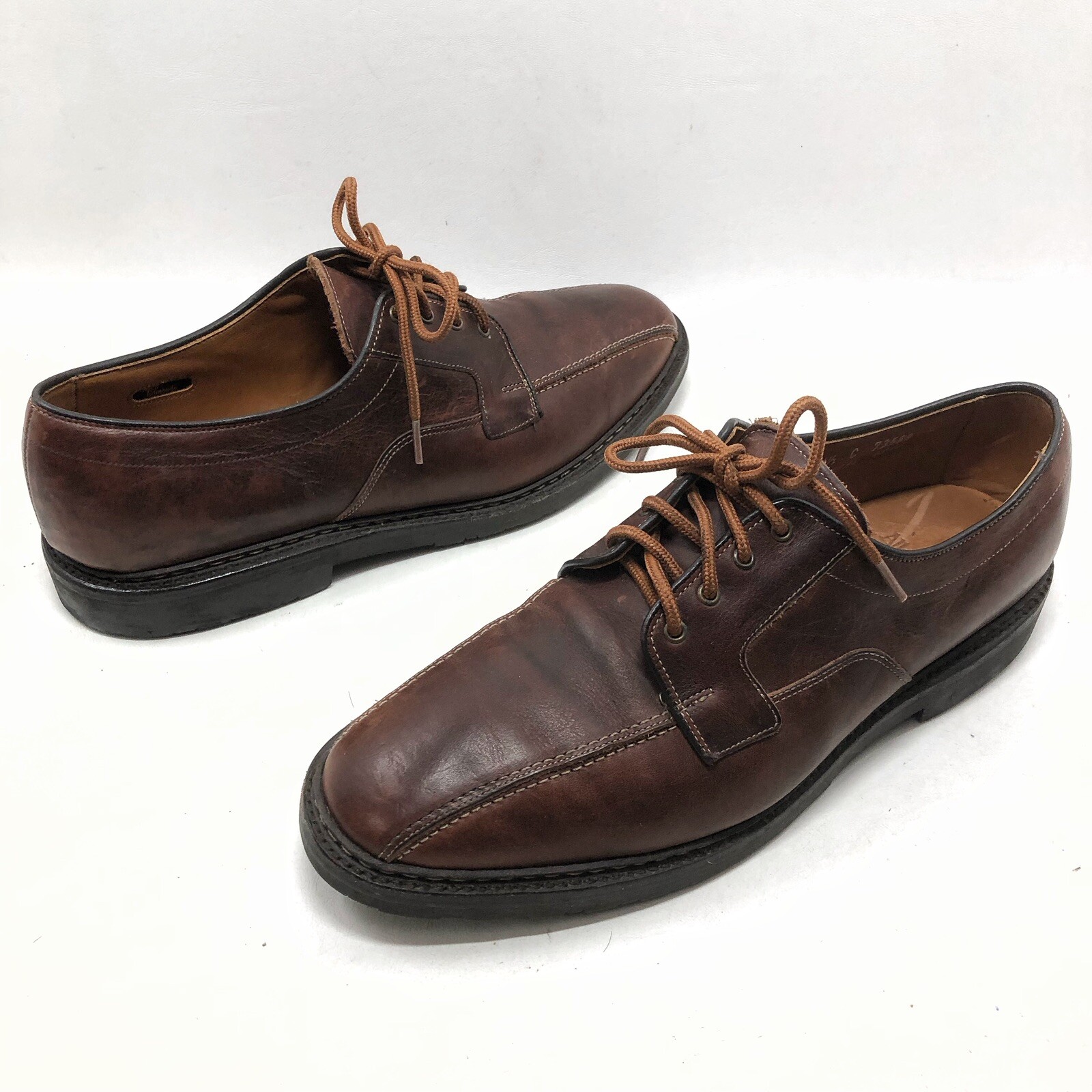 SAOLA Allen Edmonds MAPLETON punta bicicletta uomo pelle marrone derby blucher taglia 11 5 C