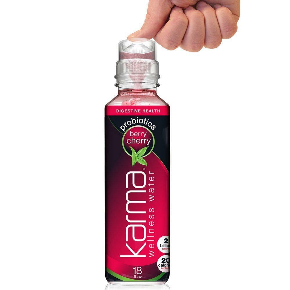 Karma Wellness Flavored Probiotic Water, Berry Cherry, 18 Fl Oz (Pack