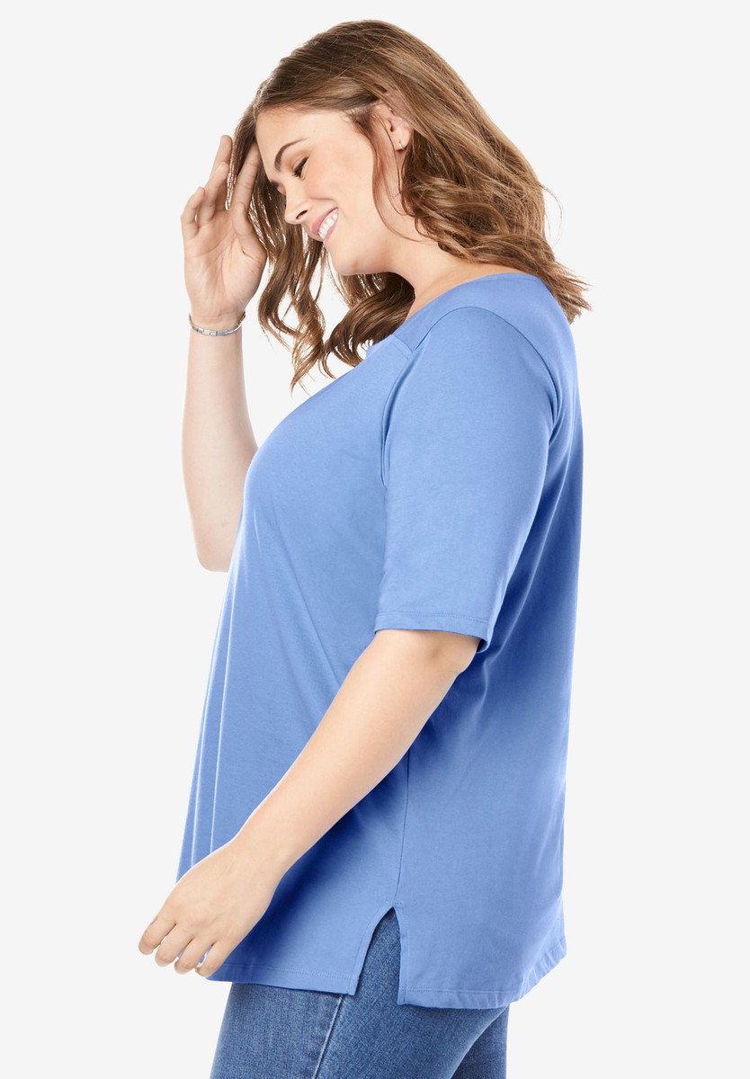 elbow sleeve tee plus size