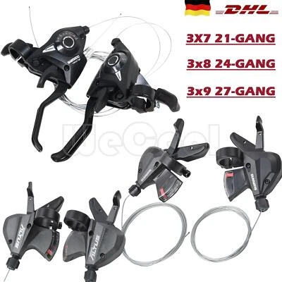 MARKENLOS 2x Fahrrad Schalthebel 3x7 3x8 3x9 fach 21/24/27 Gang Schaltung für Shimano MTB