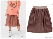Molo Kids Bailini 8356 Autumn  Glitter Bronze Skirt Pleated Midi Pull On 11-12