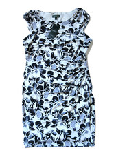 NWT LAUREN Ralph Lauren Koriza Montero Grey Black Floral Matte Jersey Dress 16