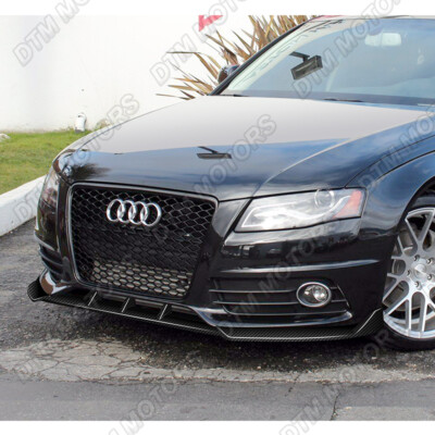 For 09-12 Audi A4 B8 Sedan Real Carbon Fiber Front Bumper Lip Body Kit Spoiler