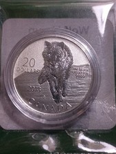 2013 1/2 OUNCE .9999 FINE SILVER CANADA WILD LIFE SERIES  WOLF  250K RUN MINTED