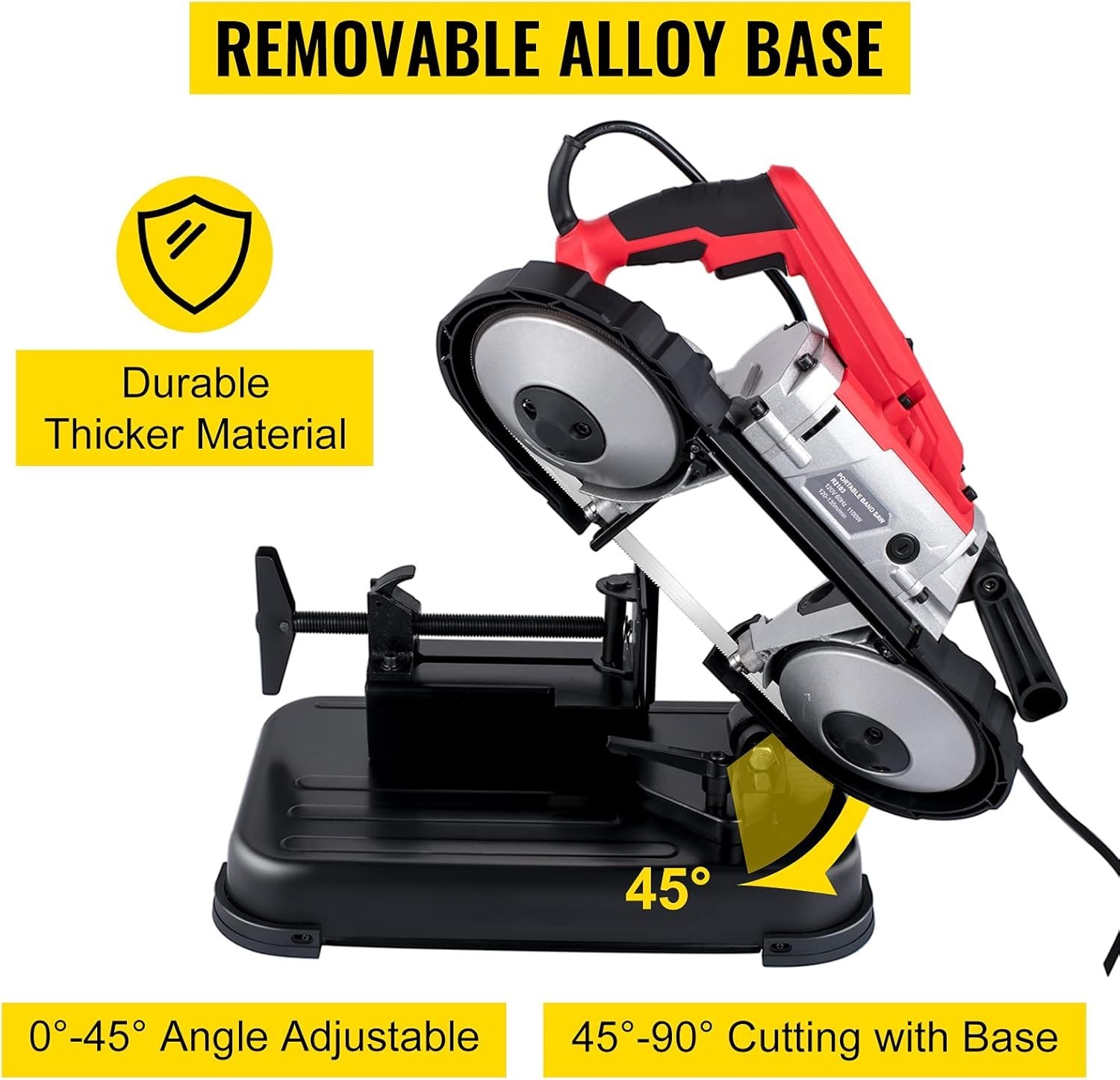 Portable Band Saw Variable-Speed 110V Deep Cut 10-Amp Motor w/ Alloy Base VEVOR