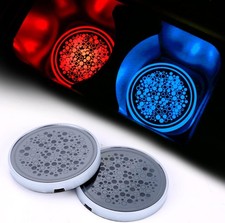ACODABLEM 2 Pack LED Cup Holder Lights, Car Coaster with 7 Colors Changing USB C