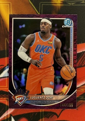 2025-26 Topps Bowman Chrome Luguentz Dort Reptilian Fuchsia Refractor /199