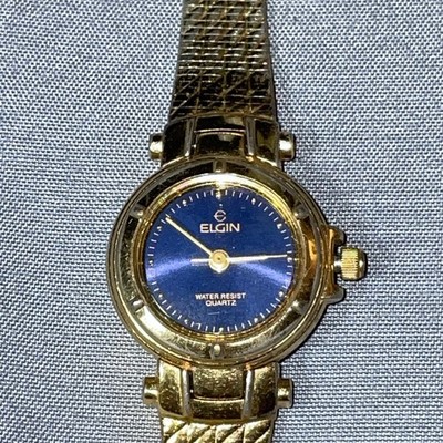 Vintage Classic ELGIN Gold Tone Blue Dial Quartz Watch Vintage Elgin Quartz Gold Nugget Plated | Mercari main image 2
