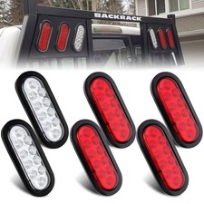 6 Pcs 6 Inch Oval LED Trailer Tail Lights 10LED, 4 Red 2 White 6" Inch Oval ...