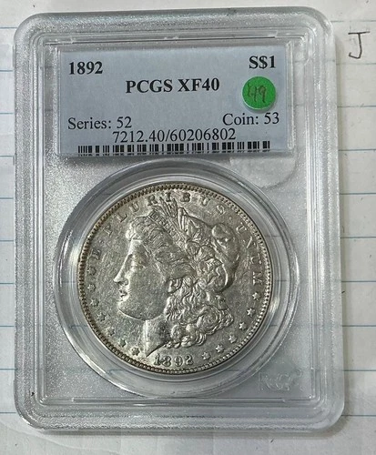 1892 PCGS XF40 MORGAN DOLLAR  NICE COIN SEMI KEY DATE