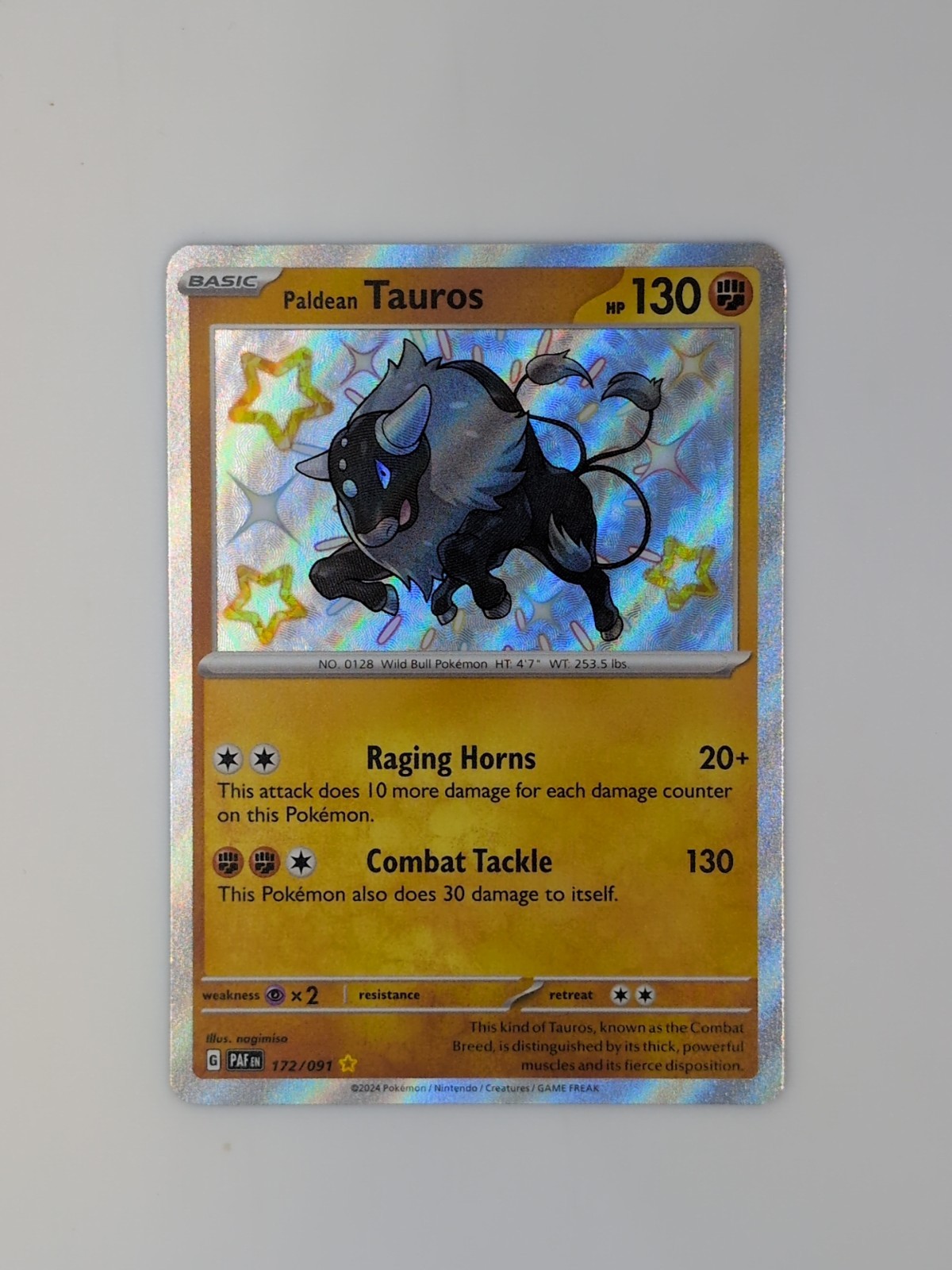 Paldean Tauros 172/091 Near Mint - Paldean Fates Shiny Rare