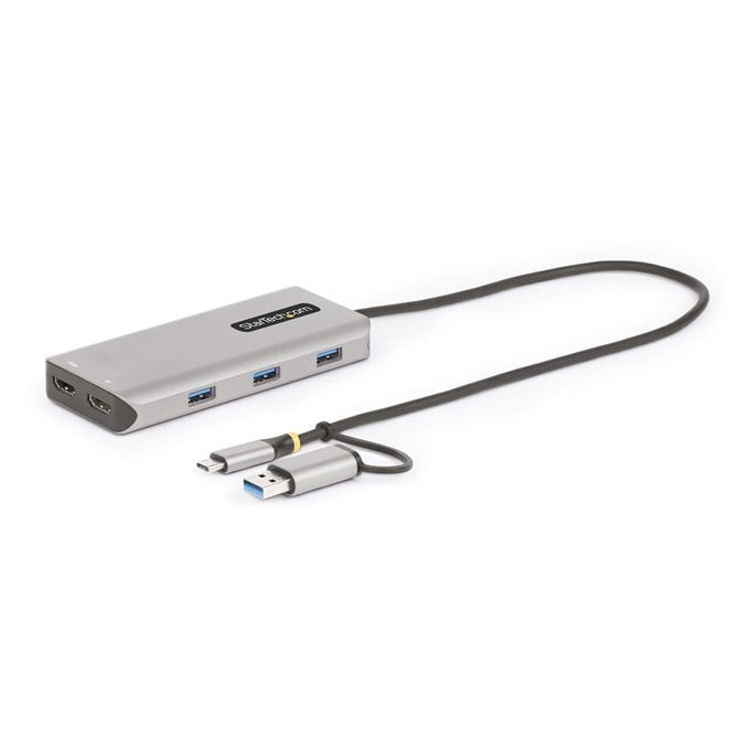 StarTech.com USB-C Multiport Adapter w/Attached USB-C to USB-A Dongle Dual HDMI