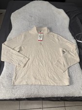 Dockers Men's Quarter Zip Regular Fit Textured Fabric Pullover, Beige Medium