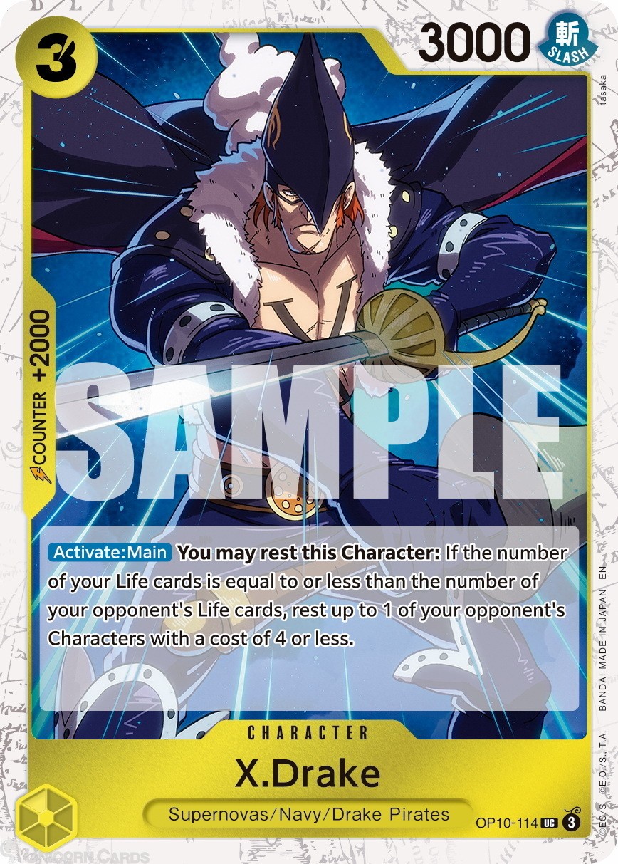 OP10-114 X.Drake : Uncommon Pirate Foil English One Piece TCG Card : PRB02: One