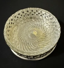 Vintage Dish / Wine Bottle Coaster with Silver Plated Basket