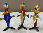 Authentic Vntg. Murano Blown Glass 3 (Three) Clown Figurines 5.5”(H).