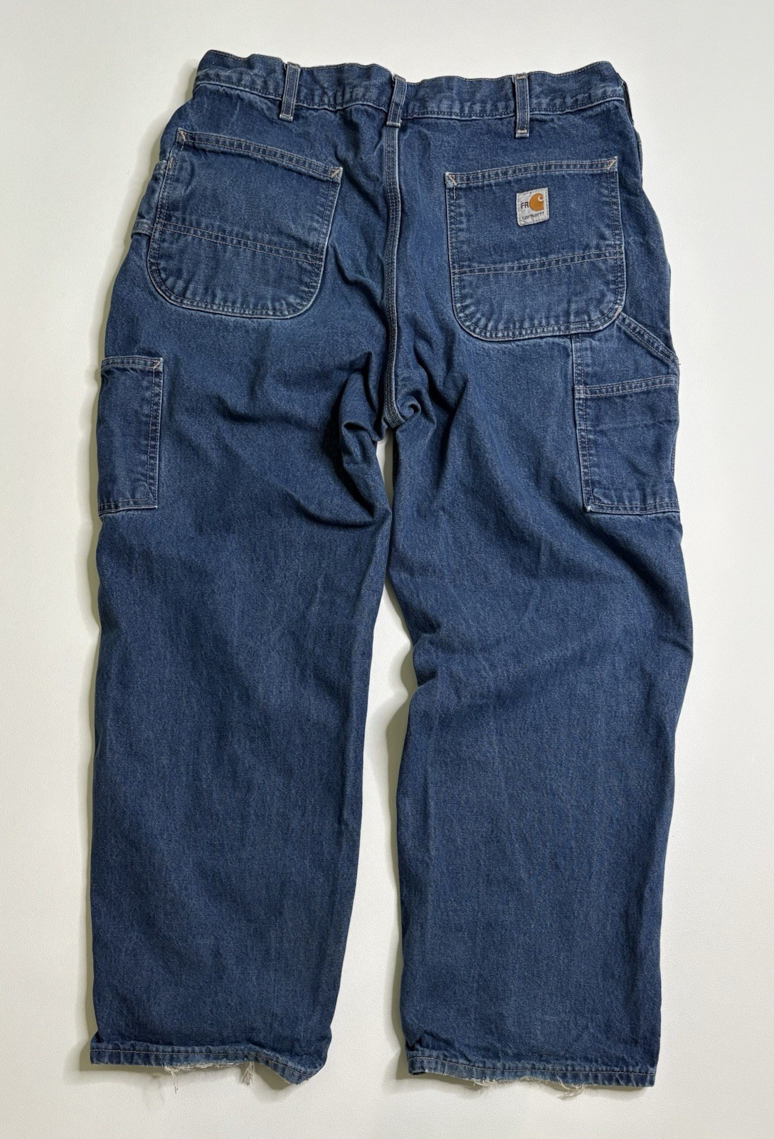 Carhartt FR Flame Resistant Carpenter Blue Demin Work Pants Jeans Mens 36x30 thumbnail 8