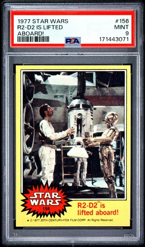 1977 Topps Star Wars #156 R2-D2 is lifted aboard! — PSA 9