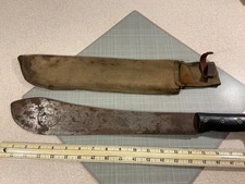 Vtg Hand Forged Bolo Machete w/ Canvas Sheath  15 Inch Blade Made In Japan