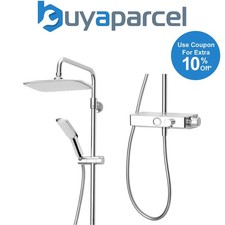 Triton Chrome Thermostatic Bar Mixer Shower Push Button Start + Stylish Shelf