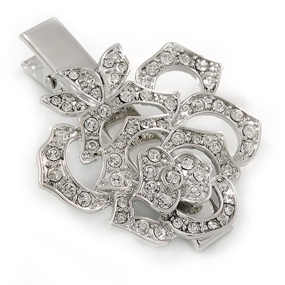 Klare österreichische Kristall offene Rose Haar Schnabel Clip/Konkord Clip/Klemme Clip In