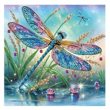 Diamond Painting Kits for Adults Iridescent Dragonfly, 5D Full Drill Diamond Art
