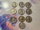LOT Of 10 Silver Washington Quarters All Circulated. Random Dates.