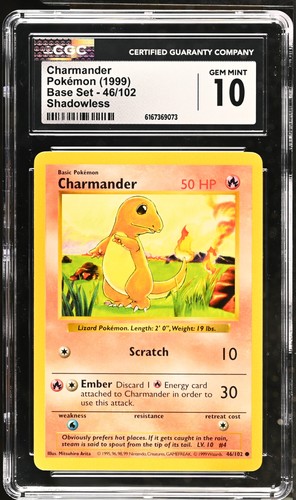 Charmander (Shadowless) graded CGC 10 for sale on eBay