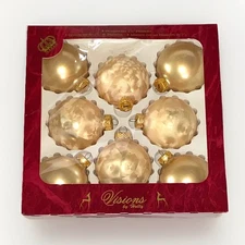 Vintage Visions By Holly Christmas Ornaments Glass Set Of 8 Gold 2¼"