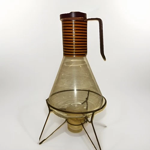 VTG MCM Pyrex Glass Coffee Carafe with A Warming Stand. Excellent Condition