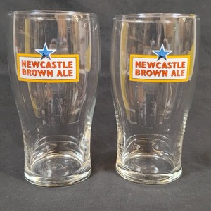Newcastle Brown Ale Willi Becher Glass w/Logo Set of 2