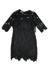 Lulus Womens Lillianna Crochet Lace Mini Dress 3/4 Sleeve Size XL Black
