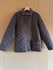 Lavenham Quilted Jacket Size 18 Brown Vintage Made in UK Pockets Cord Collar 