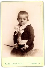 Antique Cabinet Card Circa 1890s A.E. Dumble Cute Boy Rochester NY