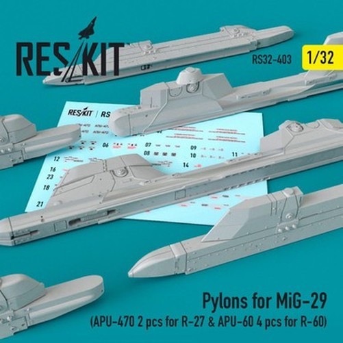 Reskit RS32-0403 1/32 Pylons for MiG-29 (APU-470 2 Pcs for R-27